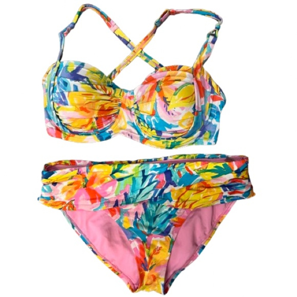 Two-Piece Swim Suit “Fantasy Island” Bikini Bleu Rod Beattie Underwire Top 36DD